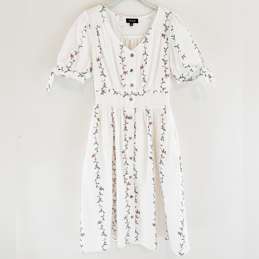 Roolee dress with embroidered flowers